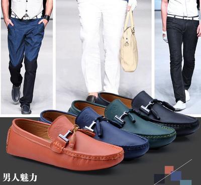 【步森狼光面豆豆鞋男鞋 真皮純色套頭休閑鞋 懶人駕車鞋船鞋】?jī)r(jià)格_廠家_圖片 -